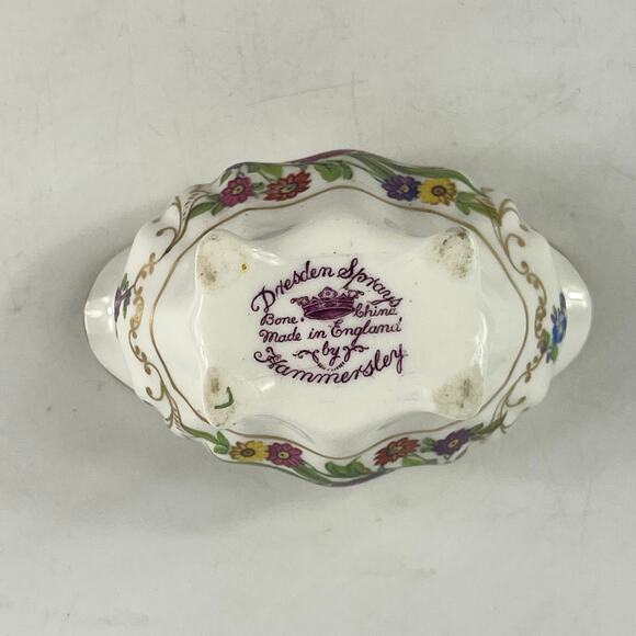 Hammersley Dresden Sprays Bone China Sugar Bowl England Floral Gold Trim Footed - Picture 6 of 11